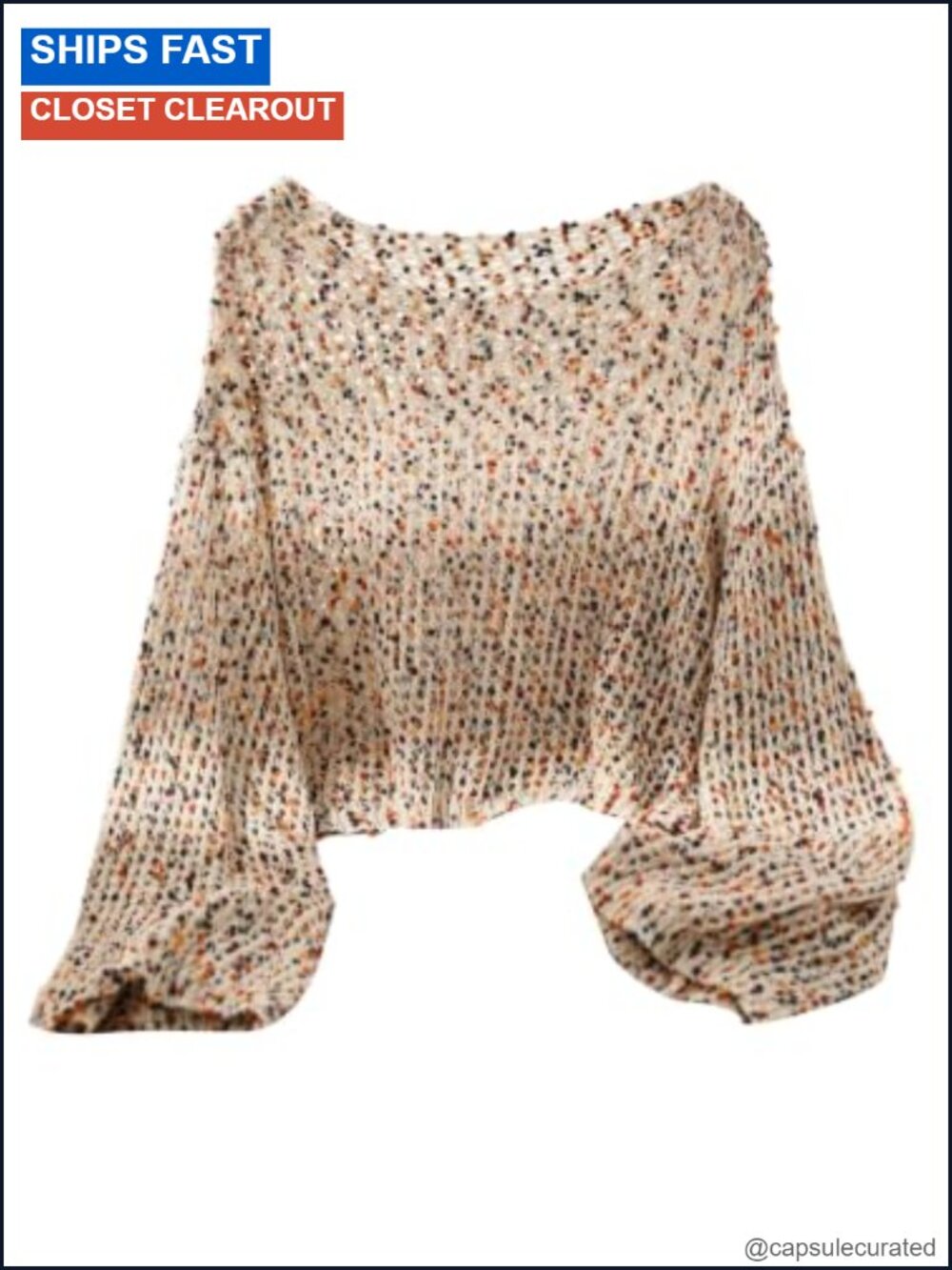 Crochet Knit Hollow Out Long Sleeve Sweater